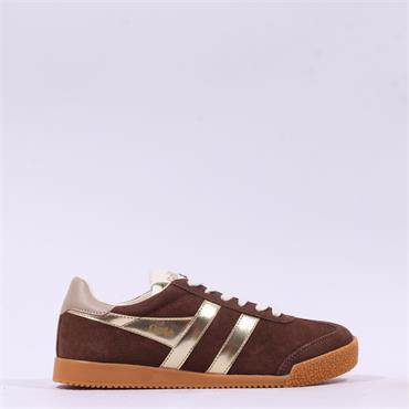 Gola Elan Glitz Retro Gumsole Trainer - Dark Brown Gold
